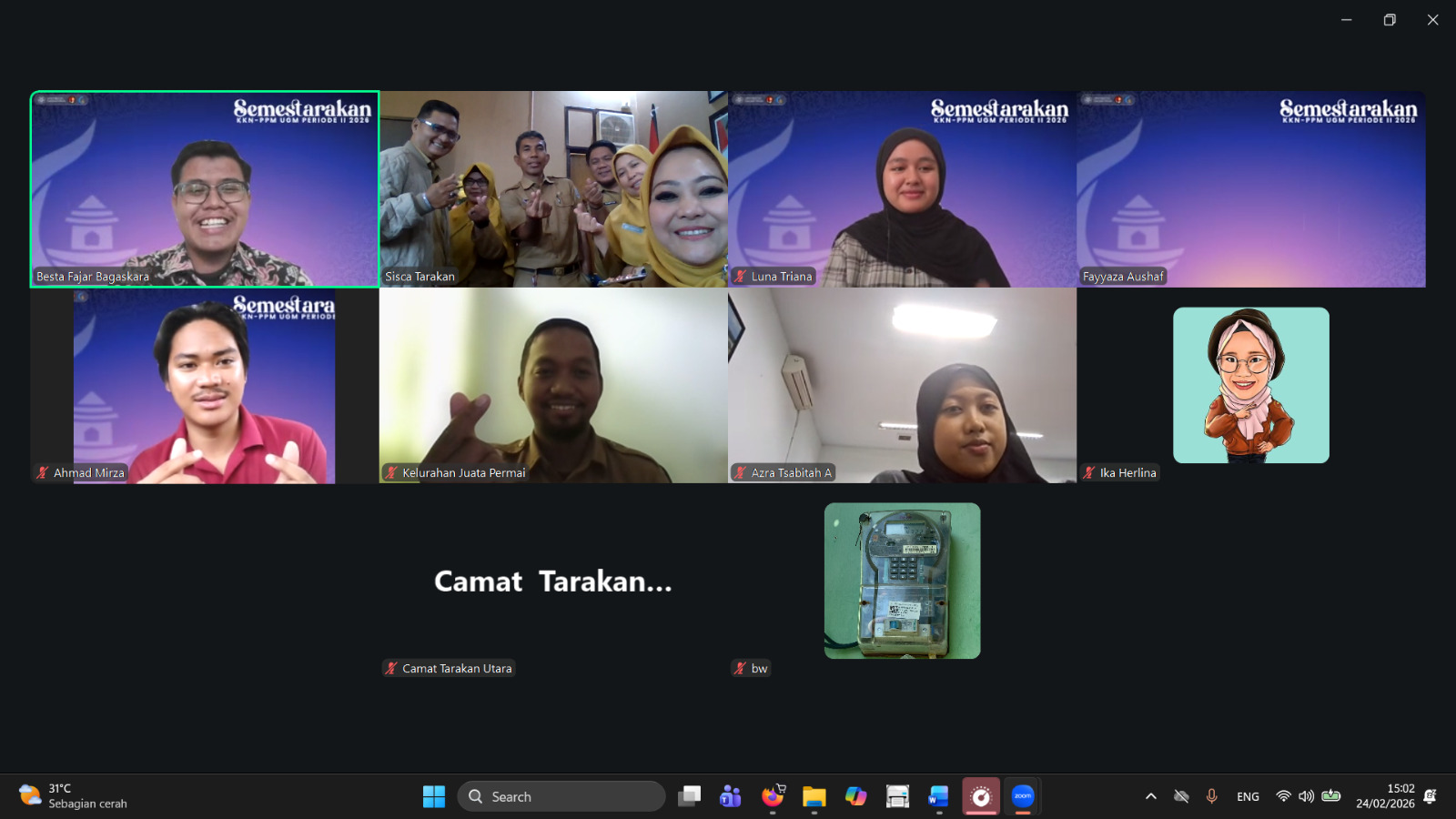 Zoom Meeting Audiensi Tim KKN-PPM UGM Tarakan dengan Kecamatan Tarakan Utara